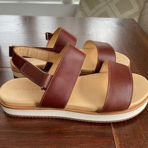 Nisolo Go To Platform Leather Sandal- Brandy
